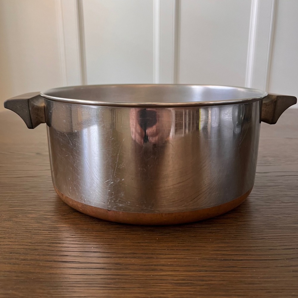 Revere Ware 4 1/2 Qt Stock Pot Copper Clad Bottom Stainless Steel Clinton IL USA